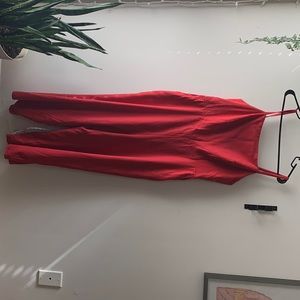 Red linen jumpsuit